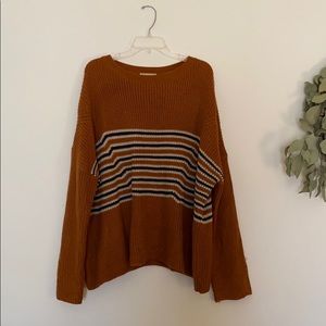 Burnt orange sweater with stripe detailing